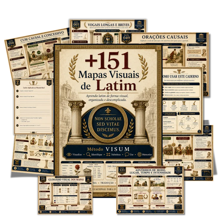 Mockup do produto +151 Mapas Visuais de Latim